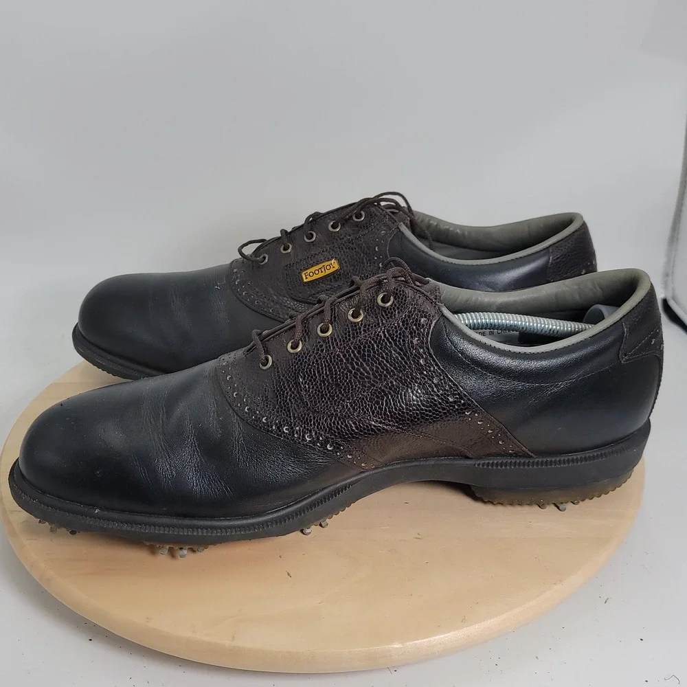 FOOTJOY Dryjoys Brown Optiflex Leather 53554 Golf Men Shoes Size 14M ECL System